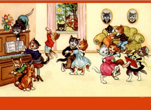 postal de gatos vintage