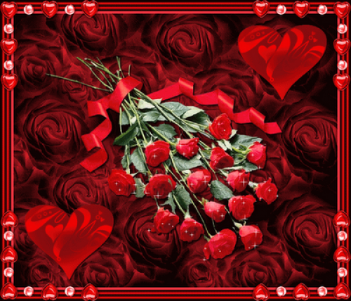 rosas roja y corazones
